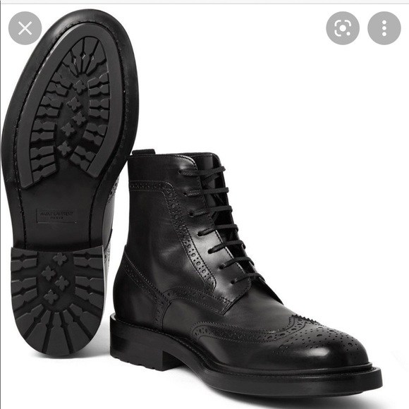 🎉HP🎉 NWT Saint Laurent Paris Black Leather Army/Combat Boots size 42 - Picture 3 of 17